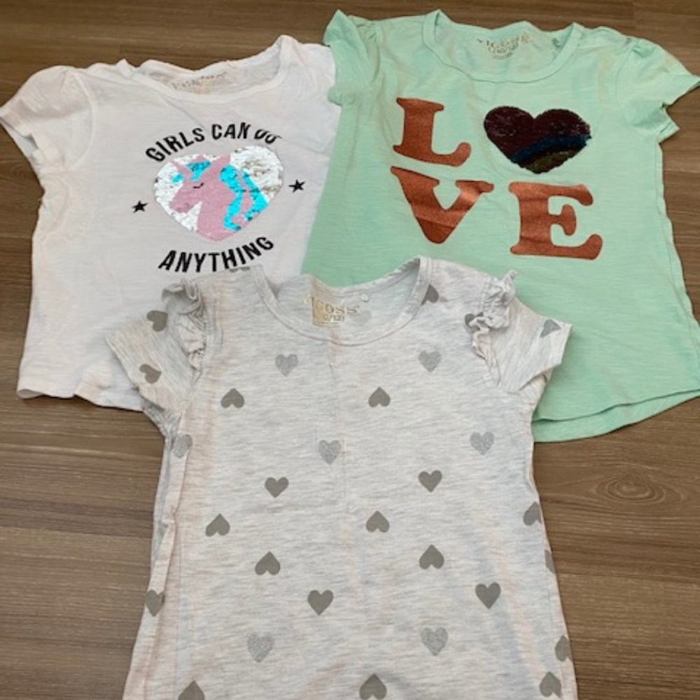 VIGOSS GIRLS 3 PIECE OF DECORATIVE SHORT SLEEVE SHIRTS SET